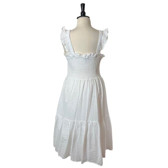 Eloquii Midi Dress Smocked Top Ruffle Sleeve Tier Hem Women’s Plus Size 22/24 - Picture 4 of 11